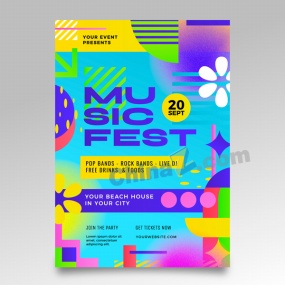 多彩潮流音乐节矢量海报设计